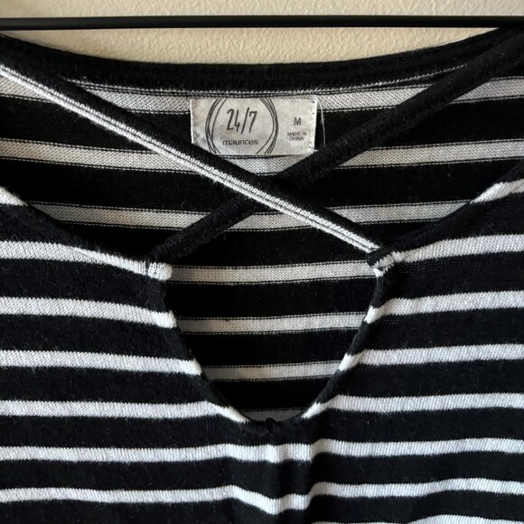 Maurices Black & White Striped Keyhole Top - Picture 2 of 2